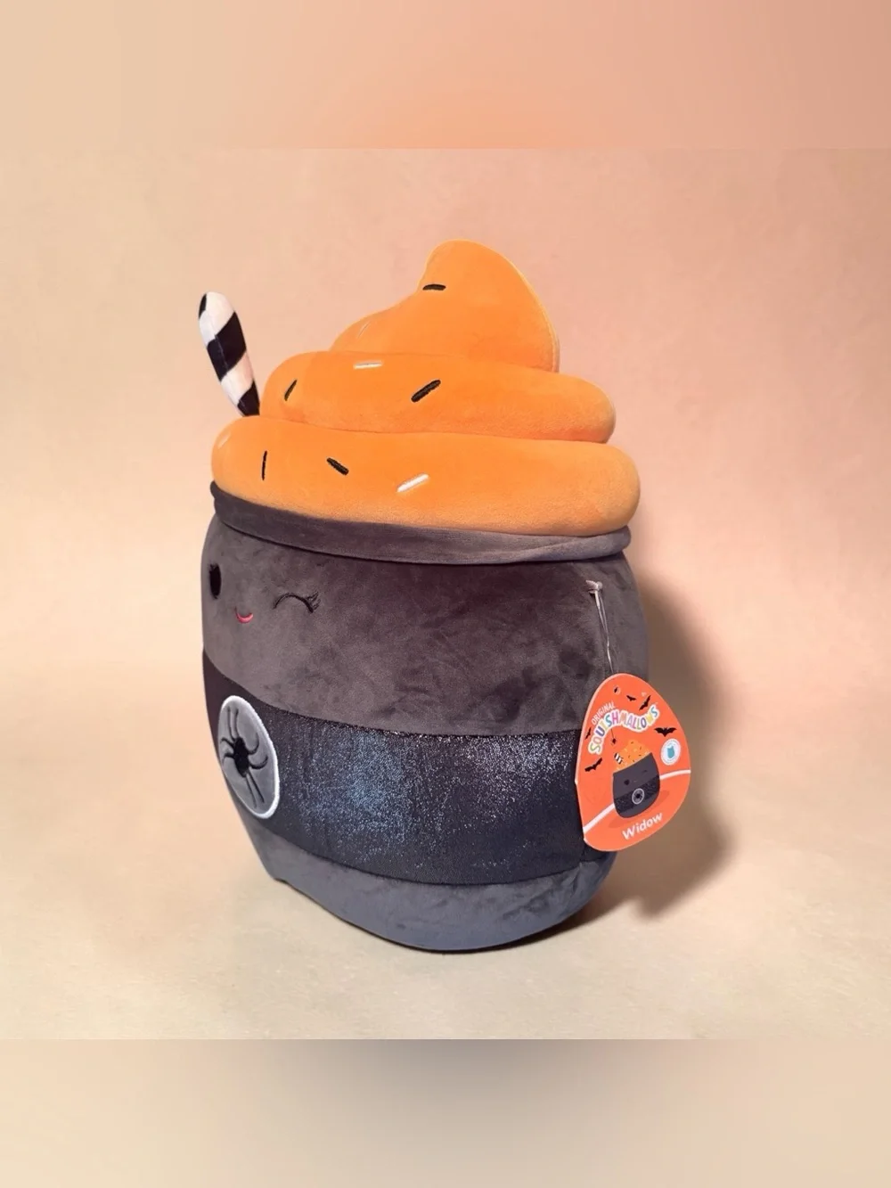 Rare Squishmallows Gray and Orange Cauldron Plush